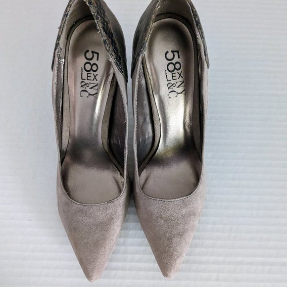 NY&C Suede Stiletto Heels, Taupe Size 7 - Picture 2 of 5